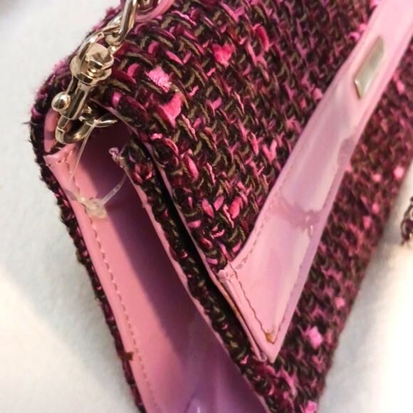 Crossbody Tweed Weave LAVENDER PINK Converible Clutch Purse Elegant Avante Garde - Picture 8 of 14